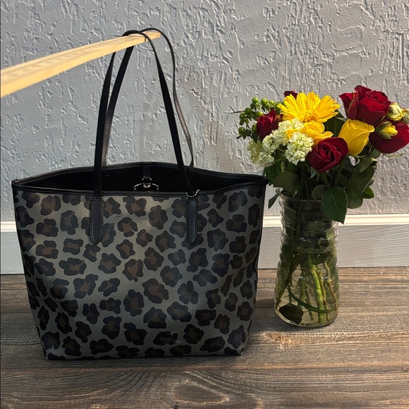 Coach Leopard Print Tote Bag - Brown and Black - Picture 2 of 9
